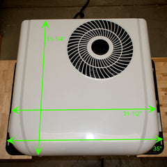 Full Battery 12V Roof Mounted Air Conditioner runs off solar or battery for RV, Camper and Shed