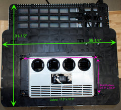 Full Battery 12V Roof Mounted Air Conditioner runs off solar or battery for RV, Camper and Shed