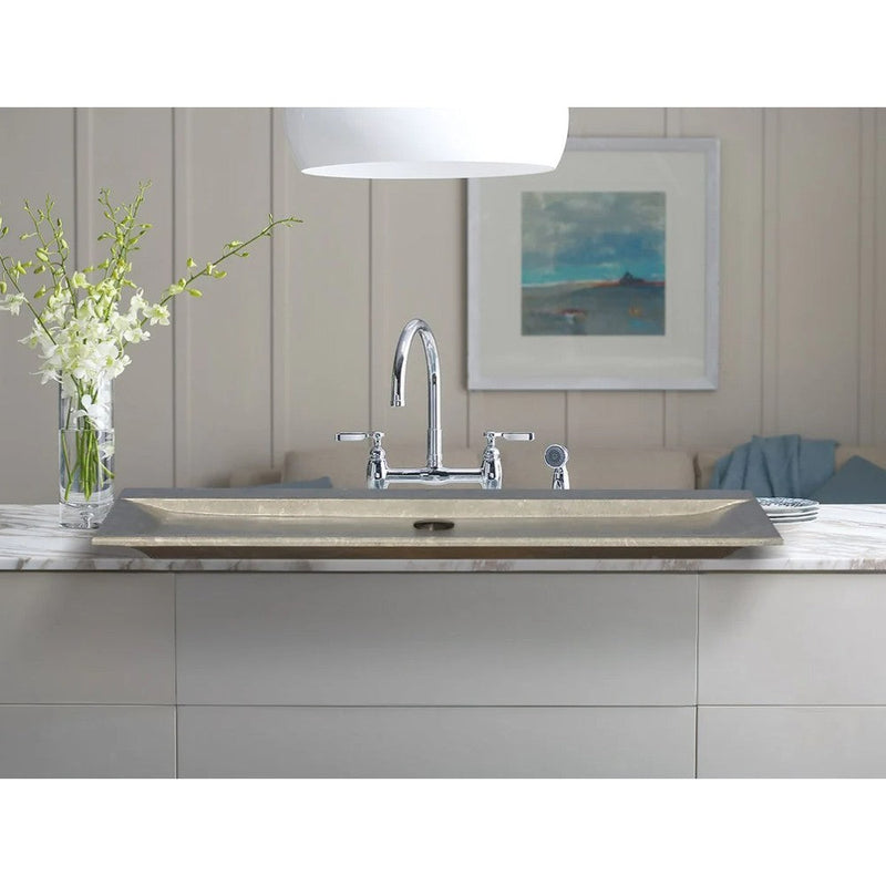 Seagrass Fossil Limestone Rectangular Vessel Sink Honed (W)16