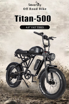 SoverSky Electric Fat Tire Bike Shimano 7-Speed Titan 500