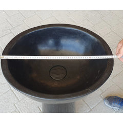 Toros Black Marble Natural Stone Pedestal Oval-top Sink Polished (W)17" (L)20" (H)33.5"