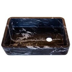 Toros Black Marble Rectangular Sink Semi-Polished (W)14.4 (L)20.3" (H)4.7"