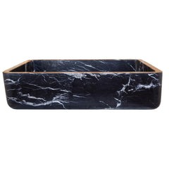 Toros Black Marble Rectangular Sink Semi-Polished (W)14.4 (L)20.3" (H)4.7"