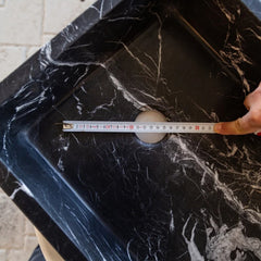 Toros Black Marble Rectangular Sink Semi-Polished (W)14.4 (L)20.3" (H)4.7"