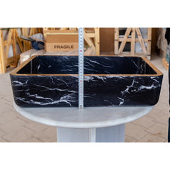 Toros Black Marble Rectangular Sink Semi-Polished (W)14.4 (L)20.3" (H)4.7"