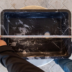 Toros Black Marble Rectangular Sink Semi-Polished (W)14.4 (L)20.3" (H)4.7"