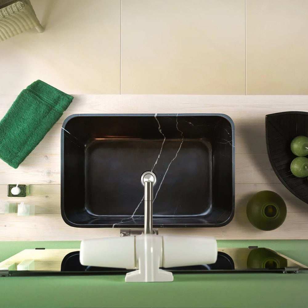 Toros Black Marble Farmhouse Rectangular Sink Polished (W)13.5" (L)21.5" (H)6"