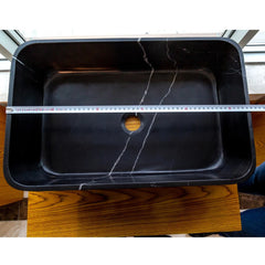 Toros Black Marble Farmhouse Rectangular Sink Polished (W)13.5" (L)21.5" (H)6"