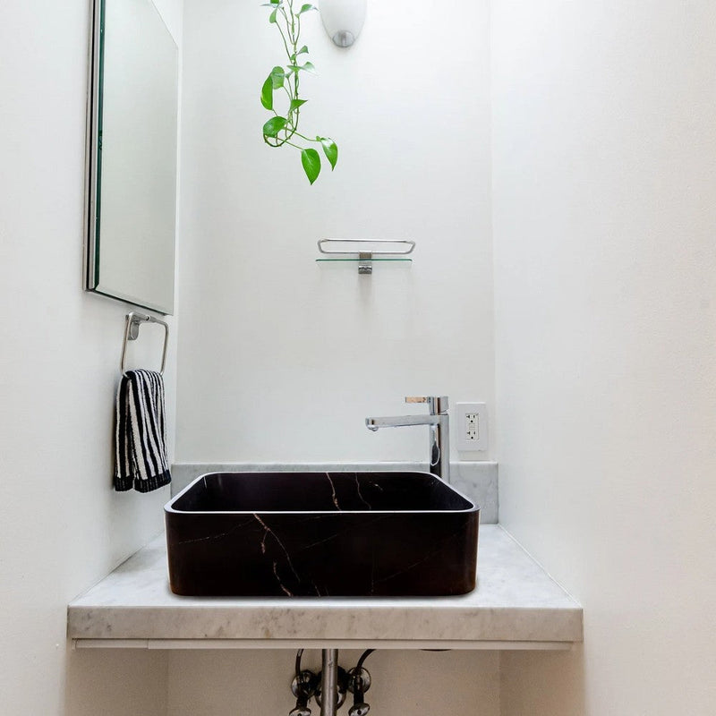 Toros Black Marble Farmhouse Rectangular Sink Polished (W)13.5