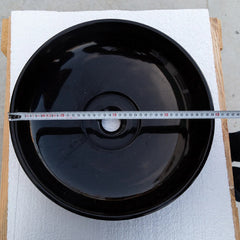 Natural Stone Toros Black Marble Above Counter Vessel Sink Polished (D)16" (H)6"