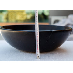 Toros Black Natural Stone Marble Vessel Sink Semi-Polished (D)16" (H)6"
