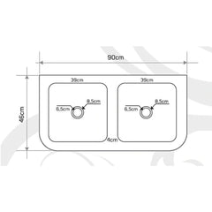 Troia Light Travertine Farmhouse Double Bowl Kitchen Sink (W)18" (L)36" (H)7"