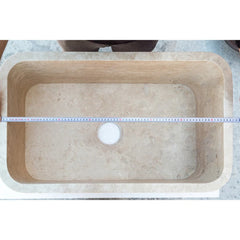 Troia Light Travertine Rectangular Farm Sink Honed and Filled (W)18" (L)30" (H)10"