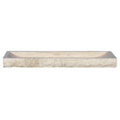 Troia Light Travertine Rectangular Vessel Sink Honed and Hand-Split (W)16" (L)48" (H)4"