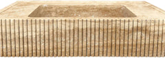 Tuscany Walnut Travertine Wall-mount Bathroom Vanity Sink Ribbed Textured Front