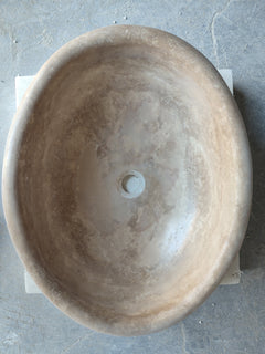 Walnut Travertine Natural Stone Vessel Sink Honed and Filled  (W)17" (L)21" (H)6"
