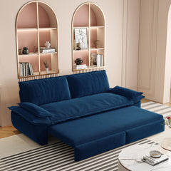 73.2' Queen Pull Out Sofa Bed,3-in-1 Convertible Sleeper Sofa,Multi-Functional Velvet Loveseat Bed,Blue(Old Sku:W1885S00124,New Sku:W1885S00232)