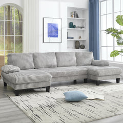 [VIDEO provided][New]U-Shaped Couch with Oversized Seat,4-Seat Sofa  with Double Chaise,Comfortable and spacious indoor furniture for Living Room,Apartment