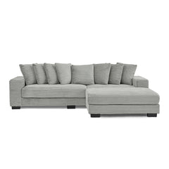 Corduroy Tufted Upholstered Sleeper Sectional Sofa, L-Shaped Modular Convertible Sofa , Can freely change the position of the footrests-Gray(Assembly is required)