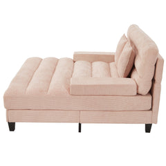 Modern Chaise Lounge Sofa 57.1' Sofa Bed with Adjustable Backrest and LED Light Strip, Pink Chenille Upholstered