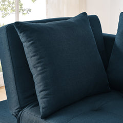 Convertible Sleeper Sofa Chair Adjustable Backrest Recliner with Pullout Sofa Bed with Wheels, Modern Linen Fabric for Living Room for Tight Spaces, Blue