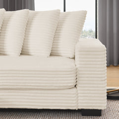 Corduroy Tufted Upholstered Sleeper Sectional Sofa, L-Shaped Modular Convertible Sofa , Can freely change the position of the footrests-Beige(Assembly is required)