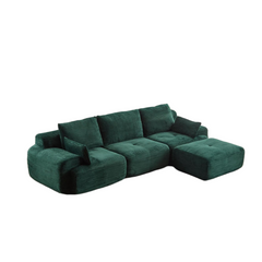 Modern Memory Foam Compressed Sofa,Large Sectional Couches for Living Room,Pet-Friendly Cloud Modular Sectional Sofa,Corduroy Fabric,Extra Deep Loveseat,No assembly required,Green