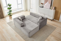 Compression Sectional Couch with Comfy Chaise, Boneless L Shape Sofa with Deep Seat, Minimalist Modular Couches Sleeper for Living Room Bedroom Apartment Lounge,corduroy,Grey