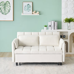 52 'beige modern velvet sofa, sofa pullout bed, small love seat casual sofa with back, pillow, pockets, living room furniture, 3 in 1 convertible sleep sofa bed.