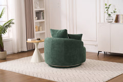 360° Swivel Chair Accent Barrel Chair Swivel Round Upholstered Sofa Chair with 3 Removable Pillows for Living Room, Bedroom, Office and Hotel, High-Resilience Sponge,Green