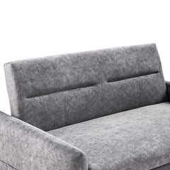 Contemporary Grey Pull Out Sleep Sofa Bed Loveseat with Adjustable Backrest, Storage Pockets, USB Ports and 2 Soft Pillows