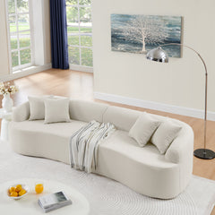 Curved Modular Sectional Sofa in Lamb's Wool Fabric, Modern Minimalist Style, Compressed (No Assembly Required), Comfy for Living Room & Bedroom - Beige