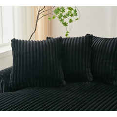 [NEW ARRIVED] [VIDEO PROVIDED]   127''  Large Sectional Sofa ,Elegant Curved Design ,High-Resilience Foam ,Ten Back Cushions,L-Shape Left Sofa,No Assembly  Required , (Black
-Soft Corduroy Fabric)