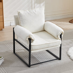 Golden Leg Adjustable Frame Sofa in Creamy White Chenille, 31.5L x 28.5W x 34.7H inches
