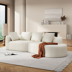 116' Modern Curved Sectional Sofa with High-Density Fully Compressed Sponge and Chaise Lounge, Pearl Upholstery, 2-Piece Set, Fully Assembled Right Hand Facing, Perfect for Living Room, Lounge