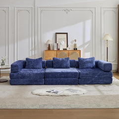 Compression Sofa,Convertible Floor Sofa Bed with Fixed-Shape Frame, Boneless Modular Sectional Sofa,No Assembly Required,Chenille fabric,for Living Room Bedroom,Dark Blue