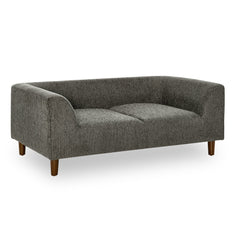 Modern Rectangular Pet Sofa with Backrest and Armrests, Soft Cushion, Dark Grey Linen, Rubber Wood Frame