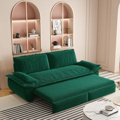 73.2' Queen Pull Out Sofa Bed,3-in-1 Convertible Sleeper Sofa,Multi-Functional Velvet Loveseat Bed,Green(New Sku:W1885S00198/W1885S00231)