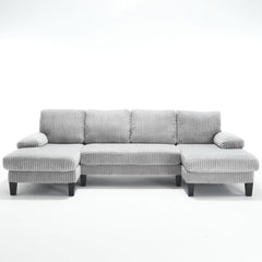 [VIDEO provided][New]U-Shaped Couch with Oversized Seat,4-Seat Sofa  with Double Chaise,Comfortable and spacious indoor furniture for Living Room,Apartment
