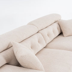 LY-029 APRICOT COMPRESSION SOFA: 4-seater combined sofa, Wood Grain Chenille fabric, full sponge compression sofa,combined sofa with 2 pillows  for living/ Home Furniture/ Apartment