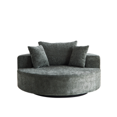 55''L Chenille Foam Single Swivel Chair, Fluffy Modern Sleeper, 360 Degree Swivel Chair for Living Room, Bedroom, Lounge and Projection Room