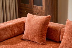 Floor Couch,Compression Sofa,Convertible Floor Sofa Bed-with Pillow Back Support Armrest,Comfy Futon Couch Lounge Sleeper Bed,chenille fabric,for Living Room Bedroom (orange)