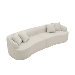 Curved Modular Sectional Sofa in Lamb's Wool Fabric, Modern Minimalist Style, Compressed (No Assembly Required), Comfy for Living Room & Bedroom - Beige