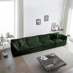 Free Combination Modular Sofa Free,4 Seater Sofa Comfy Chenille Fabric,Sectional Sofa Couch,Green Chenille