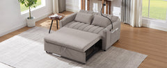 Convertible Sofa Bed Loveseat with USB Ports, Side Pockets, Cup Holders & Swivel Phone Holder, Light Grey Bella Fabric