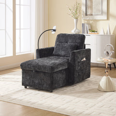 Multifunctional Lazy Person Sofa Recliner with Storage Backrest and Cell Phone Bracket in Chenille for Living Room or Bedroom