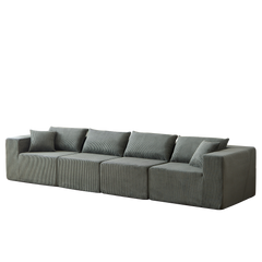 104-Inch Corduroy  Modular L Shaped Sectional Sofa,Luxury Floor Couch Set,Upholstered Indoor Furniture,Foam-Filled Compressed Sofa for Living Room,Bedroom,4 PC Free Combination