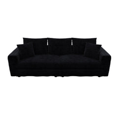 82.7 ' Plush Corduroy 3-Seat Sofa,Modern Comfy Upholstered Sofa Cloud Couch,Deep Seat Couches with Soft Pillows,Convertible Deep Seat Sofa Lounge Chair for Living Room Bedroom,Apartment,Office,Black