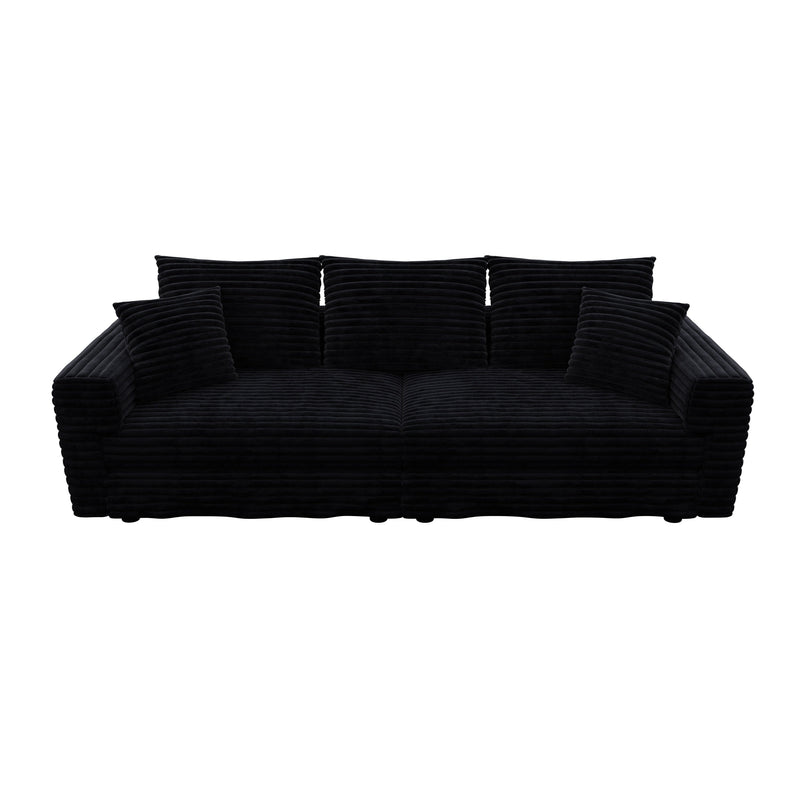 82.7 ' Plush Corduroy 3-Seat Sofa,Modern Comfy Upholstered Sofa Cloud Couch,Deep Seat Couches with Soft Pillows,Convertible Deep Seat Sofa Lounge Chair for Living Room Bedroom,Apartment,Office,Black