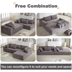 Modern Chenille Upholstered Sectional Sofa Couch Set,Modular 108' L Shaped Sectional Living Room Sofa Set With 6 Pillows,Free Combination Sofa Couch for Living Room,Bedroom(Left Chaise)W834P240001